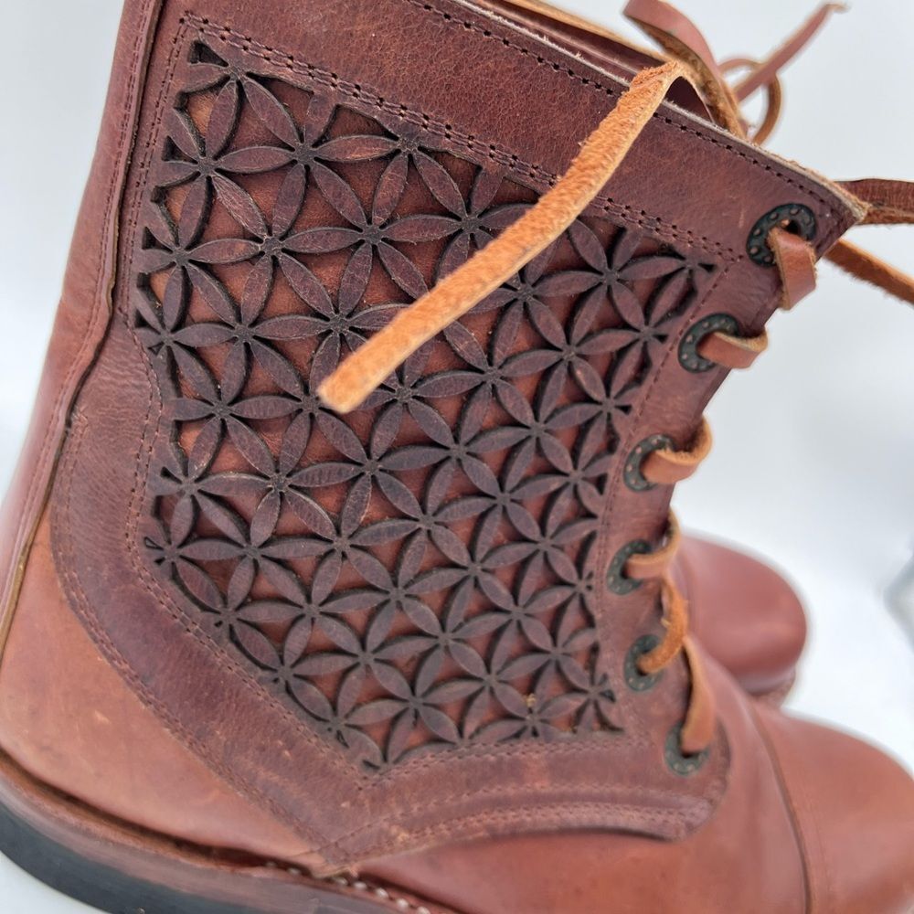 Genuine Leather Boots Size 38 Hunac Sole - Picture 2 of 8